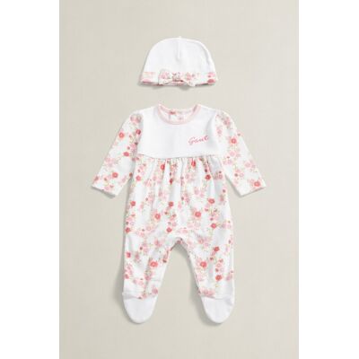 PYŽAMO GANT FLORAL SLEEPSUIT AND HAT SET WHITE B003 female PYŽAMO GANT FLORAL SLEEPSUIT AND HAT SET WHITE B003 female
