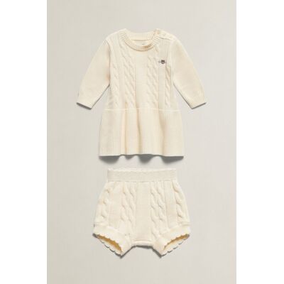 DĚTSKÝ SET GANT CABLE KNIT DRESS & BLOOMER SET CREAM 62 female DĚTSKÝ SET GANT CABLE KNIT DRESS & BLOOMER SET CREAM 62 female