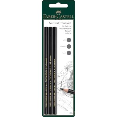 Faber-Castell Pitt uhlové tužky bez tuku 3dílné Stupeň tvrdosti tvrdý, střední a jemný, umělecké uhlové tužky pro skicování a stínování Faber-Castell Pitt uhlové tužky bez tuku 3dílné Stupeň tvrdosti tvrdý, střední a jemný, umělecké uhlové tužky pro skicování a stínování