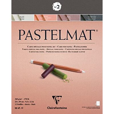 Clairefontaine 96007C kreslicí blok Pastelmat (12 listů, 24 x 30 cm, 360 g, se 4 transparentními dělicími listy, speciální karton ideální pro pastely a křídy) hnědá, antracitová, bílá a světle hnědá Clairefontaine 96007C kreslicí blok Pastelmat (12 listů, 24 x 30 cm, 360 g, se 4 transparentními dělicími listy, speciální karton ideální pro pastely a křídy) hnědá, antracitová, bílá a světle hnědá