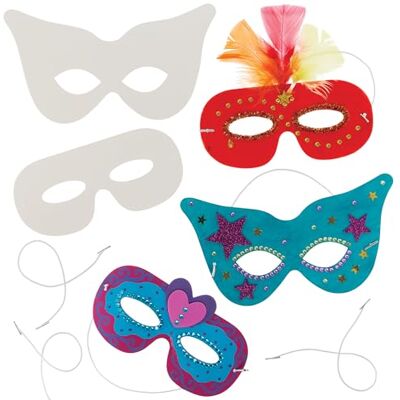 Baker Ross Sada masek v bílé barvě (12 kusů) – 2 různé designy – jeden hit na karneval nebo masopustní večírky Baker Ross Sada masek v bílé barvě (12 kusů) – 2 různé designy – jeden hit na karneval nebo masopustní večírky