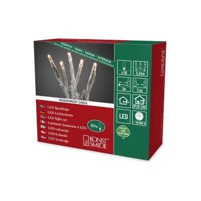 Konstsmide Micro LED světelný řetěz, 50 teple bílých diod, vnitřní 24 V, transparentní kabel 6353-123 Konstsmide Micro LED světelný řetěz, 50 teple bílých diod, vnitřní 24 V, transparentní kabel 6353-123