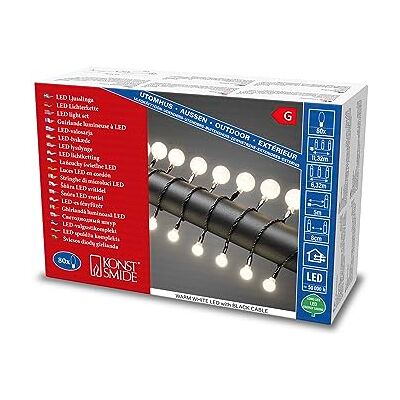Konstsmide LED Globelichterkette, kleine & große runde Dioden, 80 warm weiße Dioden, 24V Außentrafo, schwarzes Kabel 3680-107 Konstsmide LED Globelichterkette, kleine & große runde Dioden, 80 warm weiße Dioden, 24V Außentrafo, schwarzes Kabel 3680-107
