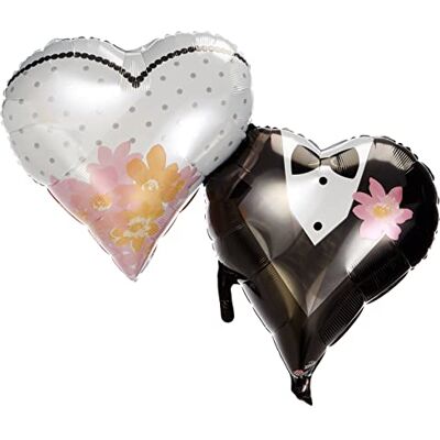 Anagram Wedding Couple Hearts SuperShape Foil Balloons 30"/76 cm w x 25"/63cm h - Anagram Wedding Couple Hearts SuperShape Foil Balloons 30"/76 cm w x 25"/63cm h -
