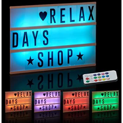 Relaxdays Světelný box se změnou barvy, světelný box, bílý 85 písmen a symbolů, 3 řádky, světelný box na baterie Relaxdays Světelný box se změnou barvy, světelný box, bílý 85 písmen a symbolů, 3 řádky, světelný box na baterie