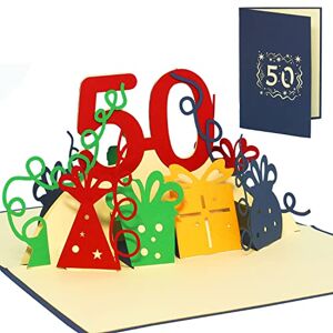LINPOPUP ® Pop-Up přání 50. narozeninám, 3D narozeninové přání s obálkou, Happy Birthday – přání k narozeninám, dárek pro přítele, muže, výročí, 50 čísel modré, N21 LINPOPUP ® Pop-Up přání 50. narozeninám, 3D narozeninové přání s obálkou, Happy Birthday – přání k narozeninám, dárek pro přítele, muže, výročí, 50 čísel modré, N21
