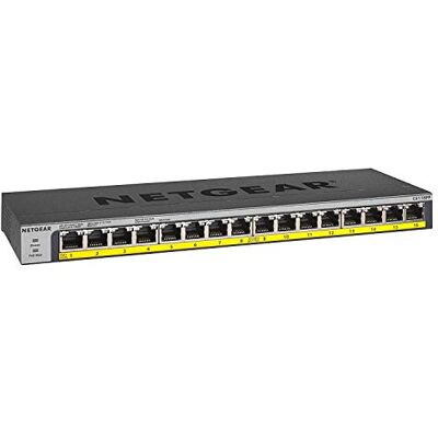 Netgear GS116PP-100EUS 16-portový LAN gigabitový ethernetový přepínač (PoE Plus 183W, nespravovaný Plug-and-Play, Fanless) černý Netgear GS116PP-100EUS 16-portový LAN gigabitový ethernetový přepínač (PoE Plus 183W, nespravovaný Plug-and-Play, Fanless) černý