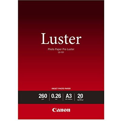 Canon Fotopapír Luster LU-101 lesklý bílý (DIN A3 20 listů) pro inkoustové tiskárny PIXMA tiskárna 29,7 x 42 cm (260 g/m²) Canon Fotopapír Luster LU-101 lesklý bílý (DIN A3 20 listů) pro inkoustové tiskárny PIXMA tiskárna 29,7 x 42 cm (260 g/m²)