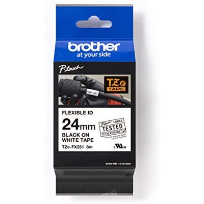 Brother Originální P-Touch Flexi-páska TZE-FX251 24 mm, černá na bílé (mimo jiné P-Touch P700, -2430, D600, 9700PC, P750W) pro označení kabelů a trubek, laminovaná Brother Originální P-Touch Flexi-páska TZE-FX251 24 mm, černá na bílé (mimo jiné P-Touch P700, -2430, D600, 9700PC, P750W) pro označení kabelů a trubek, laminovaná
