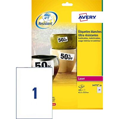 Avery Etiketa odolná proti povětrnostním vlivům 99,1 x 42,3 mm 20 listů 12 etiket na list Avery Etiketa odolná proti povětrnostním vlivům 99,1 x 42,3 mm 20 listů 12 etiket na list