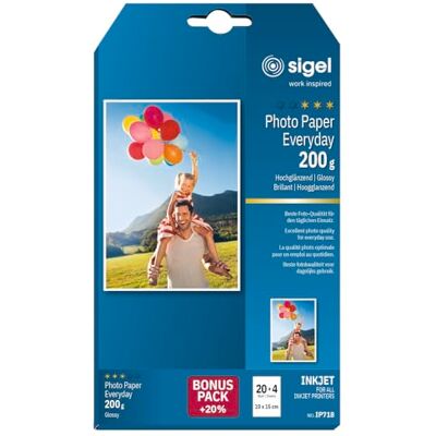 Sigel Inkoustový fotopapír 10 x 15 cm 200 g vysoký lesk IP718, 24 listů pro kvalitní fotografie Sigel Inkoustový fotopapír 10 x 15 cm 200 g vysoký lesk IP718, 24 listů pro kvalitní fotografie