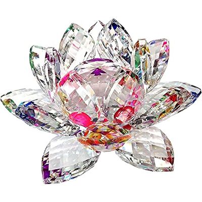 Amlong Crystal Feng-Shui-Lotusblüte mit glitzerndem Kristall, 7,6 cm, Heimdekoration mit Geschenkbox Amlong Crystal Feng-Shui-Lotusblüte mit glitzerndem Kristall, 7,6 cm, Heimdekoration mit Geschenkbox