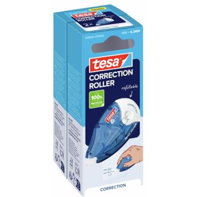 tesa CORRECTION ROLLER, 14 m x 4,2 mm 2 x doplňovací korekční váleček Precizní korekční páska pro čisté korekce, lze okamžitě přepsat bez rozpouštědel, do kanceláře a domácnosti tesa CORRECTION ROLLER, 14 m x 4,2 mm 2 x doplňovací korekční váleček Precizní korekční páska pro čisté korekce, lze okamžitě přepsat bez rozpouštědel, do kanceláře a domácnosti
