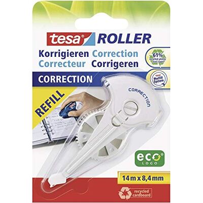 tesa CORRECTION ROLLER náhradní kazeta korekční váleček 14 m x 8,4 mm Kazeta s náplní pro korekční pásku lze okamžitě přepsat rychlé doplnění bez rozpouštědel pro kancelář a domácnost tesa CORRECTION ROLLER náhradní kazeta korekční váleček 14 m x 8,4 mm Kazeta s náplní pro korekční pásku lze okamžitě přepsat rychlé doplnění bez rozpouštědel pro kancelář a domácnost