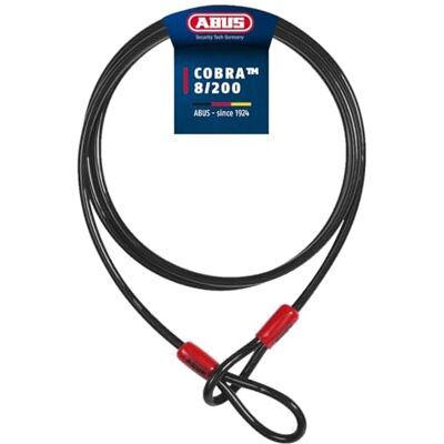 ABUS Kabel s poutky Cobra 8 ocelové lanko opláštěné plastem pojistka pro příslušenství jízdních kol a motocyklů 2 metry dlouhé, 8 mm silné ABUS Kabel s poutky Cobra 8 ocelové lanko opláštěné plastem pojistka pro příslušenství jízdních kol a motocyklů 2 metry dlouhé, 8 mm silné