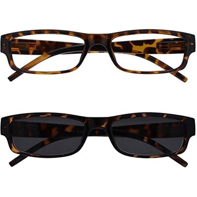 OPULIZE Lesebrillen-Set – 4er-Pack in Schwarz, Braun und Grau mit UV400-Sonnenlesebrille OPULIZE Lesebrillen-Set – 4er-Pack in Schwarz, Braun und Grau mit UV400-Sonnenlesebrille