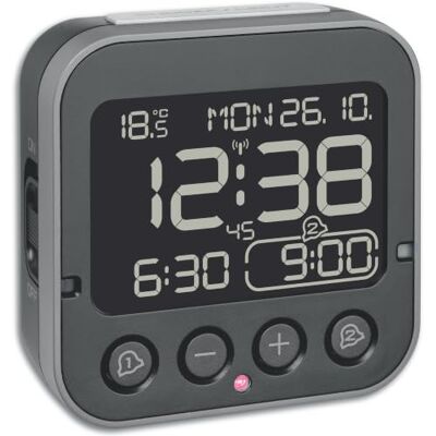TFA Dostmann Bingo 2.0 digitální rádiový budík, 60.2552.01, inverzní displej, 2 budíkové alarmy, datum + den v týdnu, vč. teploměru, se světlem, bez tikání, rádiové hodiny, D 95 x Š 41 x V 96 mm TFA Dostmann Bingo 2.0 digitální rádiový budík, 60.2552.01, inverzní displej, 2 budíkové alarmy, datum + den v týdnu, vč. teploměru, se světlem, bez tikání, rádiové hodiny, D 95 x Š 41 x V 96 mm