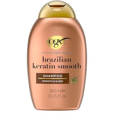 OGX Brazilský keratin jemný šampon (385 ml), vyhlazující vlasový šampon s keratinem, brazilským kokosovým olejem, avokádovým olejem a kokosovým máslem, bez sulfátů Glättendes Shampoo mit Keratin, Kokosnussöl, Avocadoöl & Kakaobutter, ohne Sulfate, für k OGX Brazilský keratin jemný šampon (385 ml), vyhlazující vlasový šampon s keratinem, brazilským kokosovým olejem, avokádovým olejem a kokosovým máslem, bez sulfátů Glättendes Shampoo mit Keratin, Kokosnussöl, Avocadoöl & Kakaobutter, ohne Sulfate, für k