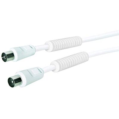 SCHWAIGER Anténní připojovací kabel 90 dB s feritovým jádrem, 5,0 m, bílá, IEC zástrčka > IEC zásuvka, 2násobné stínění, 75 Ohm, digitální, HDTV, DVB-C/DVB-T2 SCHWAIGER Anténní připojovací kabel 90 dB s feritovým jádrem, 5,0 m, bílá, IEC zástrčka > IEC zásuvka, 2násobné stínění, 75 Ohm, digitální, HDTV, DVB-C/DVB-T2