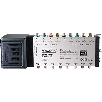 SCHWAIGER -SEW4098 531- SAT Multispínač 9 > 8 2 satelitní polohy na 8 účastnících Vstup: 9 F zdířka; Výstup: 8 F zdířka pro Quattro LNB stříbrná, černá SCHWAIGER -SEW4098 531- SAT Multispínač 9 > 8 2 satelitní polohy na 8 účastnících Vstup: 9 F zdířka; Výstup: 8 F zdířka pro Quattro LNB stříbrná, černá