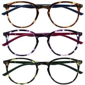 OPULIZE Met brýle na čtení balení 3 ks štíhlé kulaté pružné panty odolné proti poškrábání hnědé světle fialové zelené pánské dámské RRR60-256 +3. 50 OPULIZE Met brýle na čtení balení 3 ks štíhlé kulaté pružné panty odolné proti poškrábání hnědé světle fialové zelené pánské dámské RRR60-256 +3. 50