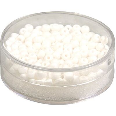 Rayher 14690102 Silk-Bead Glas Rocailles, 4 mm ø, dóza 120 kusů, bílá, bílá Rayher 14690102 Silk-Bead Glas Rocailles, 4 mm ø, dóza 120 kusů, bílá, bílá