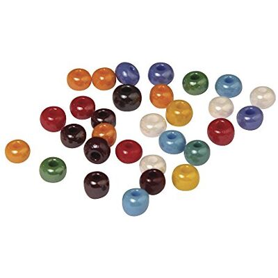 Rayher Großlochradl, Glas, Großlochperlen, Glasperlen, 8,7 mm ø, großes Loch, Schmuckperlen, Farben bunt gemischt, opak, Dose 55 Gramm, ca. 113 Stück, 1418749 Rayher Großlochradl, Glas, Großlochperlen, Glasperlen, 8,7 mm ø, großes Loch, Schmuckperlen, Farben bunt gemischt, opak, Dose 55 Gramm, ca. 113 Stück, 1418749