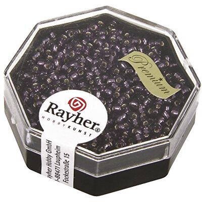 Rayher 14701314 Premium Rocailles, 2,2 mm ø, se stříbrným vroubkem, fialová Rayher 14701314 Premium Rocailles, 2,2 mm ø, se stříbrným vroubkem, fialová