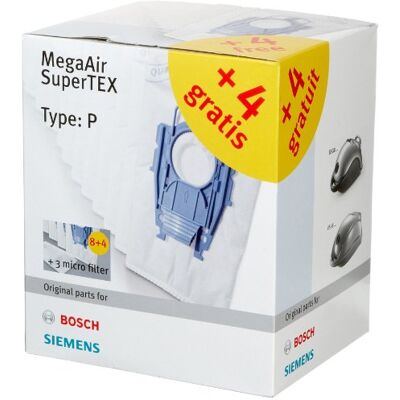 Bosch 12x sáček do vysavače typ P a 3x mikrofiltr MegaAir SuperTEX BBZ123FP, 99,9% filtrování jemného prachu, vysoký čisticí výkon, vhodné pro řadu BSG Bosch 12x sáček do vysavače typ P a 3x mikrofiltr MegaAir SuperTEX BBZ123FP, 99,9% filtrování jemného prachu, vysoký čisticí výkon, vhodné pro řadu BSG