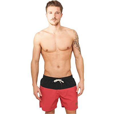 Urban Classics Block Swim Shorts pánské plavky černé Activewear, Basics, Sport, Streetwear, černá/červená Urban Classics Block Swim Shorts pánské plavky černé Activewear, Basics, Sport, Streetwear, černá/červená