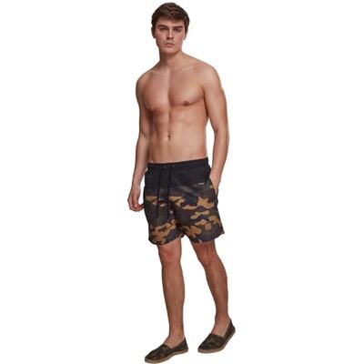 Urban Classics Block Swim Shorts pánské plavky černé Activewear, Basics, Sport, Streetwear, Blk/Woodcamo Urban Classics Block Swim Shorts pánské plavky černé Activewear, Basics, Sport, Streetwear, Blk/Woodcamo