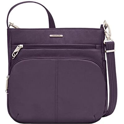 Travelon Klasická taška přes rameno N/S s ochranou proti krádeži, fialová, Klasická taška na sever/jih Cross body s ochranou proti krádeži Travelon Klasická taška přes rameno N/S s ochranou proti krádeži, fialová, Klasická taška na sever/jih Cross body s ochranou proti krádeži