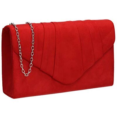 SwankySwans Iggy Suede Velvet Envelope Party Prom Clutch Bag Taška, Červená (Red 03) SwankySwans Iggy Suede Velvet Envelope Party Prom Clutch Bag Taška, Červená (Red 03)