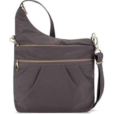 Travelon Dámská Anti-Theft Signature 3 Compartment Crossbody taška přes rameno, kouřová, Jednotná velikost, Taška přes rameno se 3 přihrádkami odolná proti krádeži Travelon Dámská Anti-Theft Signature 3 Compartment Crossbody taška přes rameno, kouřová, Jednotná velikost, Taška přes rameno se 3 přihrádkami odolná proti krádeži