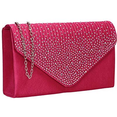 SwankySwans Abby Diamante Envelope Style Bag Clutch, růžová, Jednotná velikost SwankySwans Abby Diamante Envelope Style Bag Clutch, růžová, Jednotná velikost