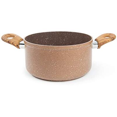 Excelsa Wood & Stone Stieltopf mit 2 Griffen, 20 cm, Aluminium geschmiedet, Braun Excelsa Wood & Stone Stieltopf mit 2 Griffen, 20 cm, Aluminium geschmiedet, Braun