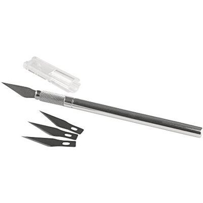 Rayher HOBBY přesný profesionální nůž, 1 kus + 3 náhradní čepele, skalpel, nůž pro kutily, 8957700, stříbrný Rayher HOBBY přesný profesionální nůž, 1 kus + 3 náhradní čepele, skalpel, nůž pro kutily, 8957700, stříbrný