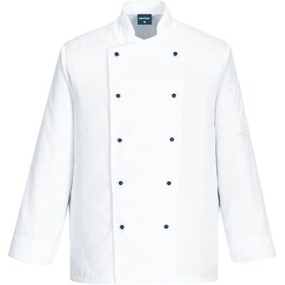 Portwest C834 Somerset Kuchyňská bunda Odnímatelné knoflíky Polybavlna Dlouhý rukáv Weiß, M, Unisex, Hergestellt aus 65% Polyester, Wendbar, Strapazierfähig, Maschinenwaschbar, Robust Portwest C834 Somerset Kuchyňská bunda Odnímatelné knoflíky Polybavlna Dlouhý rukáv Weiß, M, Unisex, Hergestellt aus 65% Polyester, Wendbar, Strapazierfähig, Maschinenwaschbar, Robust