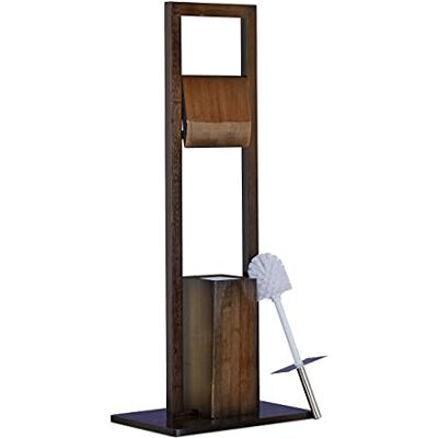Relaxdays WC souprava, kartáč na záchody, držák toaletního papíru, držák Držák toaletního papíru, bambus, V x Š x H 82 x 36 x 21 cm Relaxdays WC souprava, kartáč na záchody, držák toaletního papíru, držák Držák toaletního papíru, bambus, V x Š x H 82 x 36 x 21 cm