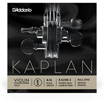 D'Addario Kaplan Golden Spiral Solo Violinensaite Einzelsaite E K420B-3 Violinsaiten 4/4 Skala, Mittlere Spannung, Kugelende D'Addario Kaplan Golden Spiral Solo Violinensaite Einzelsaite E K420B-3 Violinsaiten 4/4 Skala, Mittlere Spannung, Kugelende