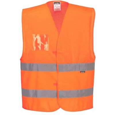 Portwest C494 Výstražná ochranná síť vesta síťová tkanina prodyšná suchý Oranžová, 2XL/3XL, EN ISO 20471 třída 1, 100% polyester, nový držák na ID karty, velkorysý tvar Portwest C494 Výstražná ochranná síť vesta síťová tkanina prodyšná suchý Oranžová, 2XL/3XL, EN ISO 20471 třída 1, 100% polyester, nový držák na ID karty, velkorysý tvar