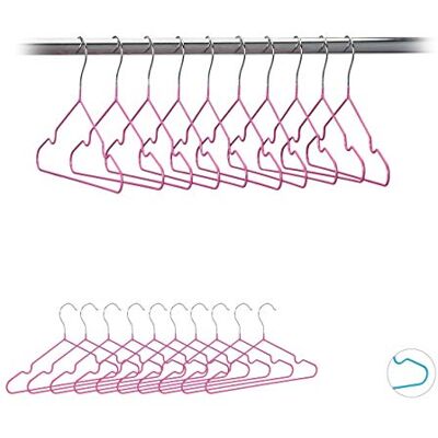Relaxdays Kinderkleiderbügel im 20er Set, platzsparende Drahtbügel, pink Babybügel mit Kerben, PVC-beschichtet, 30 cm Relaxdays Kinderkleiderbügel im 20er Set, platzsparende Drahtbügel, pink Babybügel mit Kerben, PVC-beschichtet, 30 cm