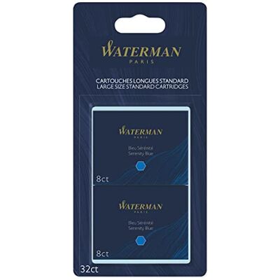 Waterman Plnicí inkoustové náplně extra dlouhé Serenity Blue 32 kusů Waterman Plnicí inkoustové náplně extra dlouhé Serenity Blue 32 kusů