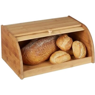 Relaxdays Brotkasten Bambus HBT: 16,5 x 40 x 27,5 cm Rollbrotkasten für aromadichte Brot Aufbewahrung Brotkiste mit Rolldeckel als Brottrommel oder Brotwächter für Brötchen und Gebäck, natur Relaxdays Brotkasten Bambus HBT: 16,5 x 40 x 27,5 cm Rollbrotkasten für aromadichte Brot Aufbewahrung Brotkiste mit Rolldeckel als Brottrommel oder Brotwächter für Brötchen und Gebäck, natur