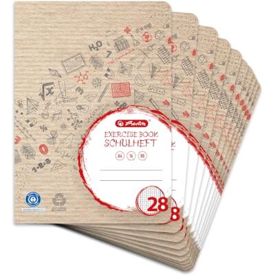 Herlitz Školní sešit A4, 16 listů, linkování 28, čtverečkovaný s okrajem, 10 kusů Herlitz Školní sešit A4, 16 listů, linkování 28, čtverečkovaný s okrajem, 10 kusů