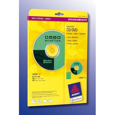 Avery , L6046-20, CD-Etiketten, 20 Blatt, ClassicSize, Inkjet, farbige Sortierung von CDs nach Themengebieten, ø 117 Avery , L6046-20, CD-Etiketten, 20 Blatt, ClassicSize, Inkjet, farbige Sortierung von CDs nach Themengebieten, ø 117