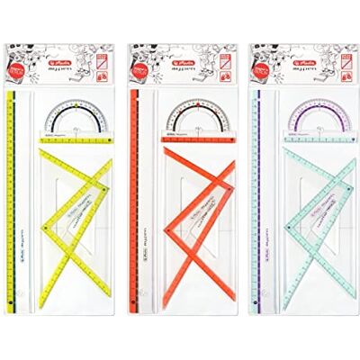 Herlitz Geometrická sada my.pen, 4dílná: 2 geometrické trojúhelníky, 1 pravítko 30 cm a úhloměr 10 cm Herlitz Geometrická sada my.pen, 4dílná: 2 geometrické trojúhelníky, 1 pravítko 30 cm a úhloměr 10 cm