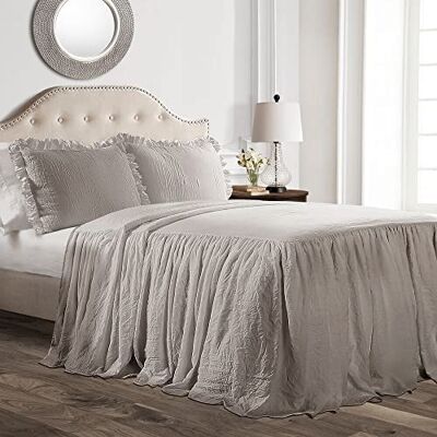 Lush Decor Přehoz s volánkovou sukní, polyester, šedá, postel Queen Size Lush Decor Přehoz s volánkovou sukní, polyester, šedá, postel Queen Size