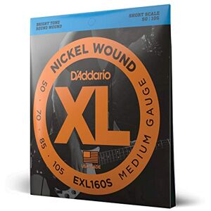 D'Addario EXL160S nikově ovinuté struny basové kytary, střední, 50–105, krátké stupnice D'Addario EXL160S nikově ovinuté struny basové kytary, střední, 50–105, krátké stupnice