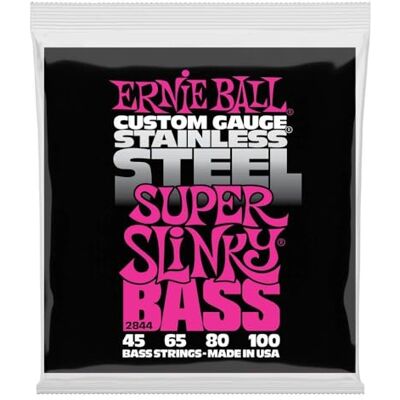 Ernie Ball Super Slinky E-basové struny, vinutí z ušlechtilé oceli, tloušťka 45–100 Ernie Ball Super Slinky E-basové struny, vinutí z ušlechtilé oceli, tloušťka 45–100